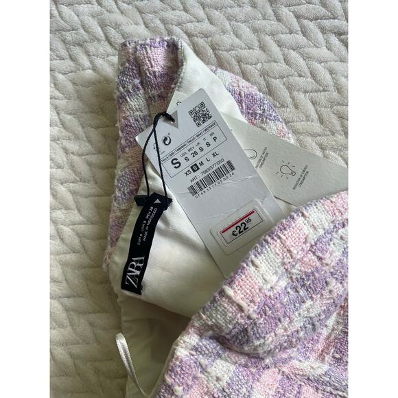 NWT Zara Purple Tweed Bustier Crop Top Small Strapless Corset Sweetheart - Picture 7 of 7